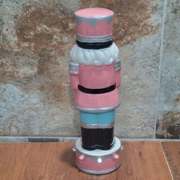 Lights Up Pink Nutcracker 12 Inch Tall Christmas Decor - Picture 3 of 13